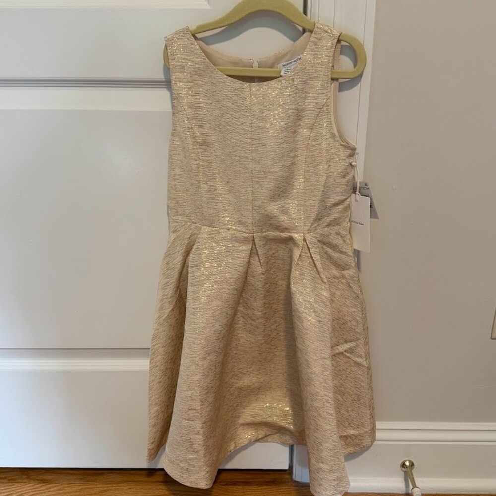 Nordstrom Kids' Metallic Dress in Ivory Pristine Gold Metallic (Size 8/10)